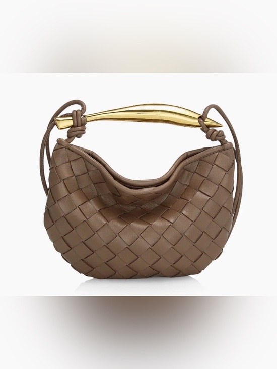 Bottega Veneta Handbags - Bottega Veneta Sardine Mini Intrecciato Crossbody Bag Taupe-Brass